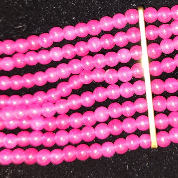 Pink & Green Jade Necklace with 2 pairs of Matching Earrings Set - Picture 3 of 6